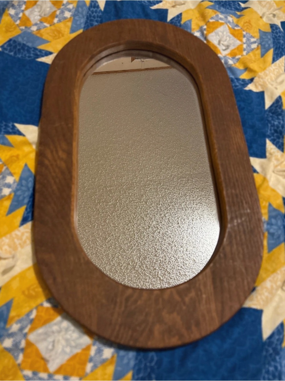 Rustic Oval Wood-Framed Mirror in Brown